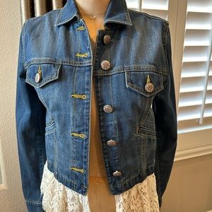 CAbi Denim Jacket with Lace